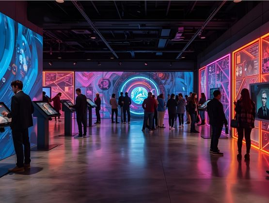 Illustration explaining what an interactive campaign is with digital engagement elements.