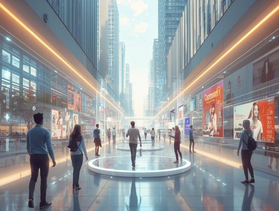 Illustration representing the future of brand engagement through interactive experiences, immersive technology, and digital innovation in 2026.